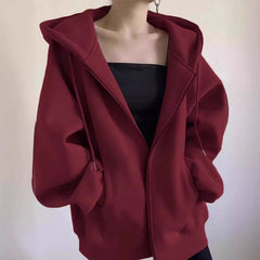 Maillard Vintage Zipper Hooded Sweater For Women Spring And Autumn