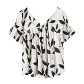 Womens Crew-neck Short-sleeve Floral-print Top