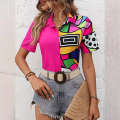 Womens Fashionable Casual Short-sleeve Asymmetrical Top