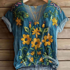 Womens Loose Casual Top With 3D Digital Print