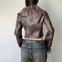 Street Fashion Fur Collar Splicing Coat