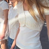 Womens Knitted Short-sleeve Cardigan Top