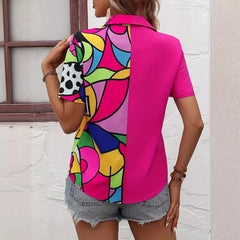 Womens Fashionable Casual Short-sleeve Asymmetrical Top