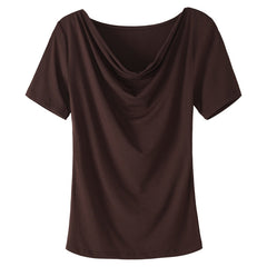 Women's Short-sleeved T-shirt With Pile Collar
