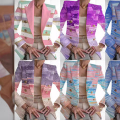Coat Printed Cardigan Women's Clothes Small Suit