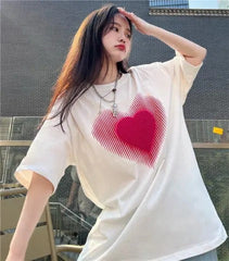 Womens Loose Korean-style Mid-length Short-sleeve Top