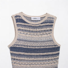 Women's Casual Striped Knitted Sleeveless Top
