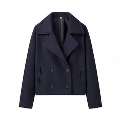 Fashion Casual Plus Size Lapel Double Breasted Woolen Coat Top