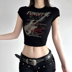 Womens Black Slim-Fit Crew-Neck Crop Top T-Shirt