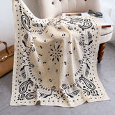 Female Creative Versatile Print Velvet Square Scarf