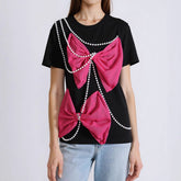 Women's New Arrival Niche Loose Pullover Top With Pearl Chain