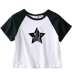 Women's Fashionable And Unique Pentagram Midriff-baring T-shirt