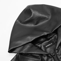 American Retro Vibe Heavy Industry Hooded Leather Coat