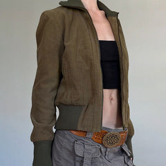 American-style Retro Solid Color Pocket Waist-tight Workwear Jacket