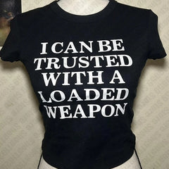 Sexy And Fashionable Women's Short Figure-hugging Crop Top With Letter Print
