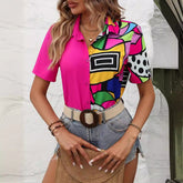 Womens Fashionable Casual Short-sleeve Asymmetrical Top