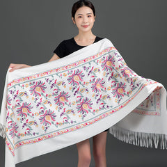 Thickened Tibetan-Nepalese Embroidered Cashmere-Style Scarf For Winter