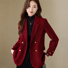 Lady Temperament Casual Gold Velvet Suit Top
