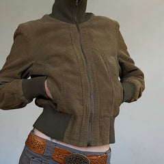 American-style Retro Solid Color Pocket Waist-tight Workwear Jacket