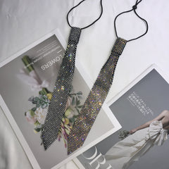 Internet-famous Little Tie Shirt For Women With Sparkling Rhinestone-decorated Neckerchief