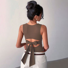 Elegant Women's Fashion T-shirt With Bow Back Design