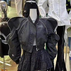 Loose All-match Wave Puff Sleeve Jacket Jacket