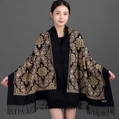 Ethnic-style Faux Cashmere Embroidered Shawl Scarf
