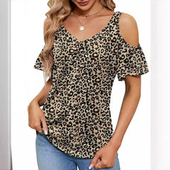 Women's Off-shoulder Printed Short-sleeve Loose Top