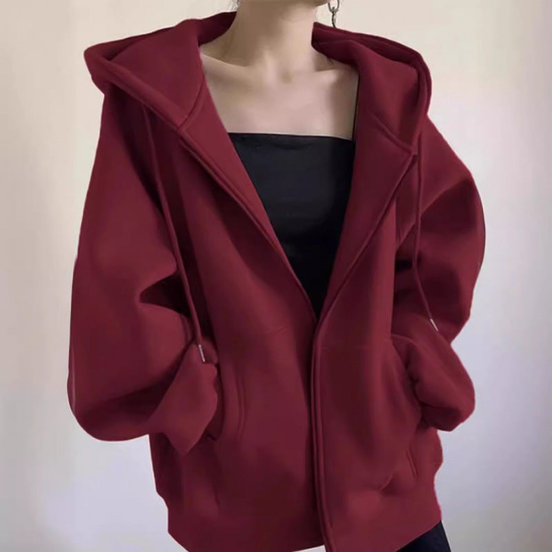 Maillard Vintage Zipper Hooded Sweater For Women Spring And Autumn