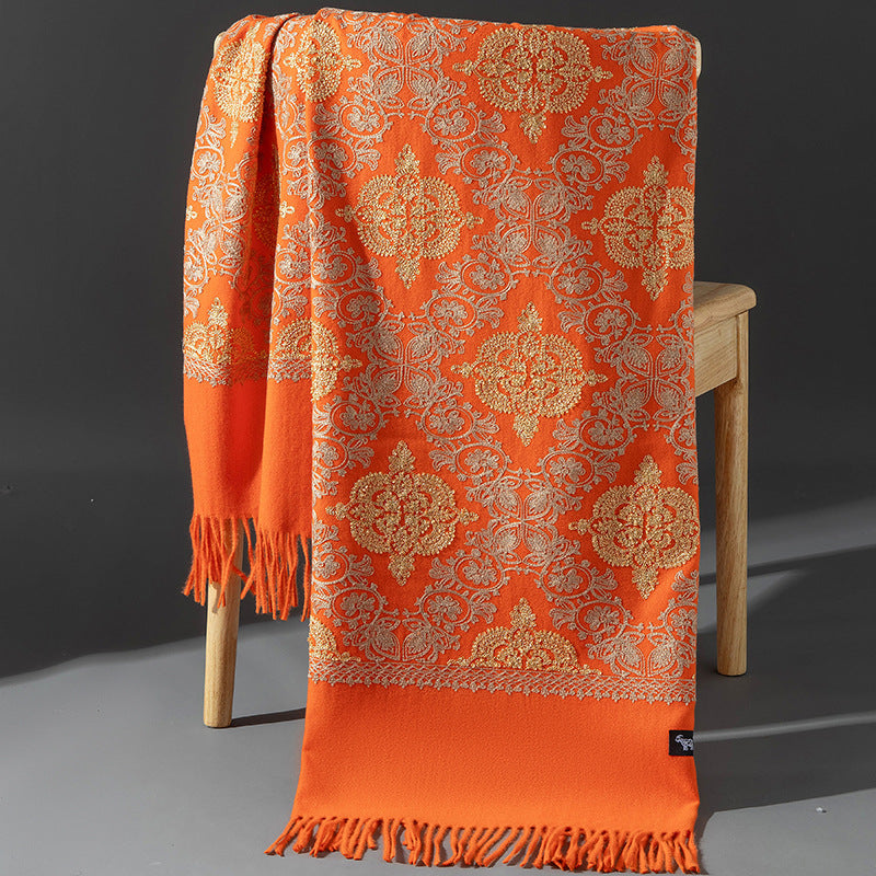Crown-embroidered Scarf A Versatile Winter And Springfall Accessory In Korean Style
