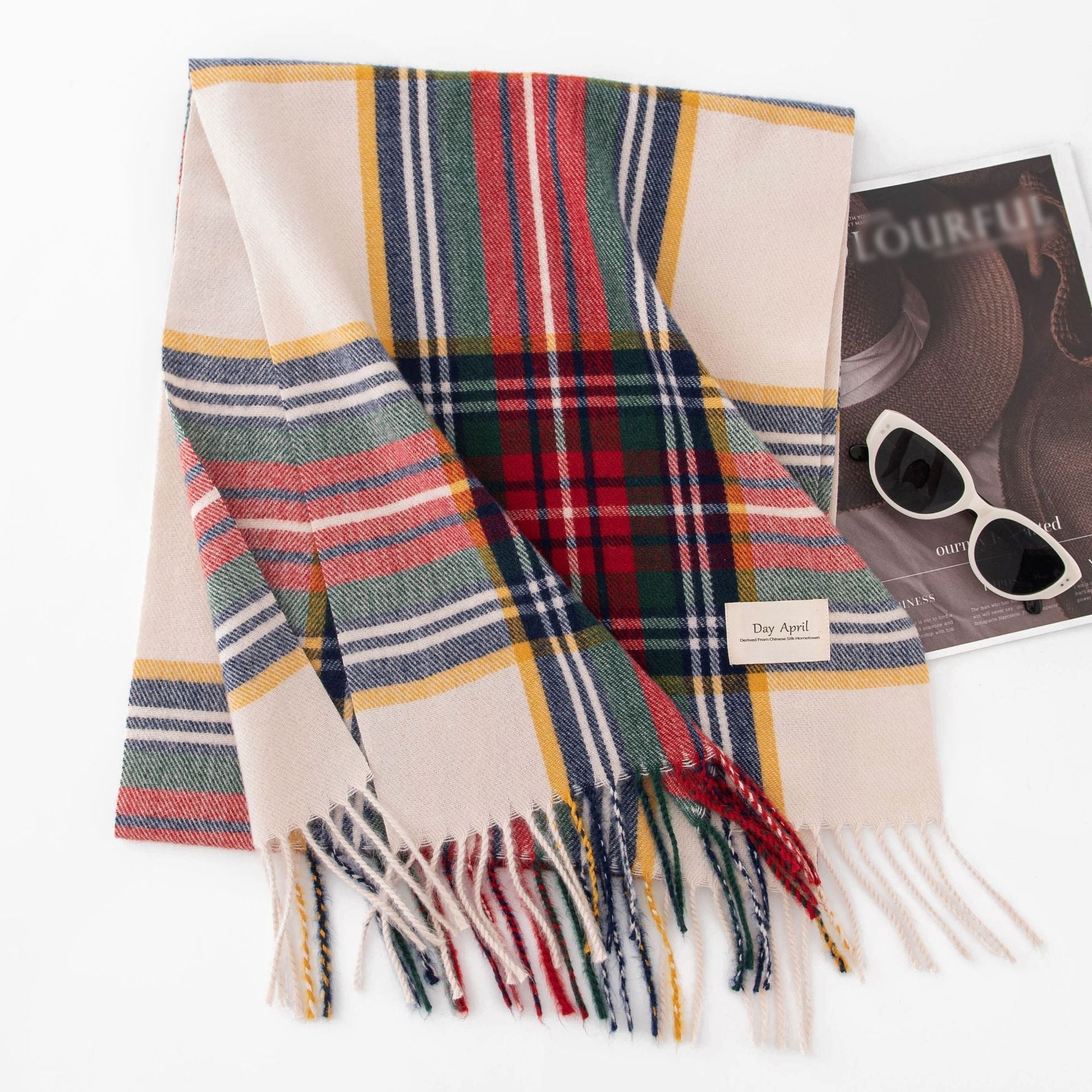 Stylish And Simple Womens Faux Cashmere Plaid Scarf