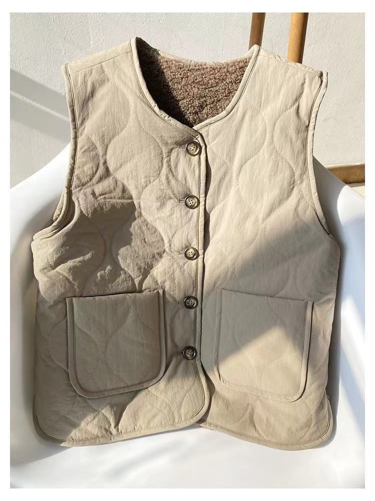 Lamb Wool Double-sided Thermal Vest Fashion Waistcoat Jacket