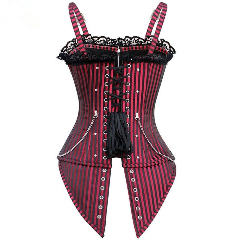 Striped Zippered Boning Shapewear For Women