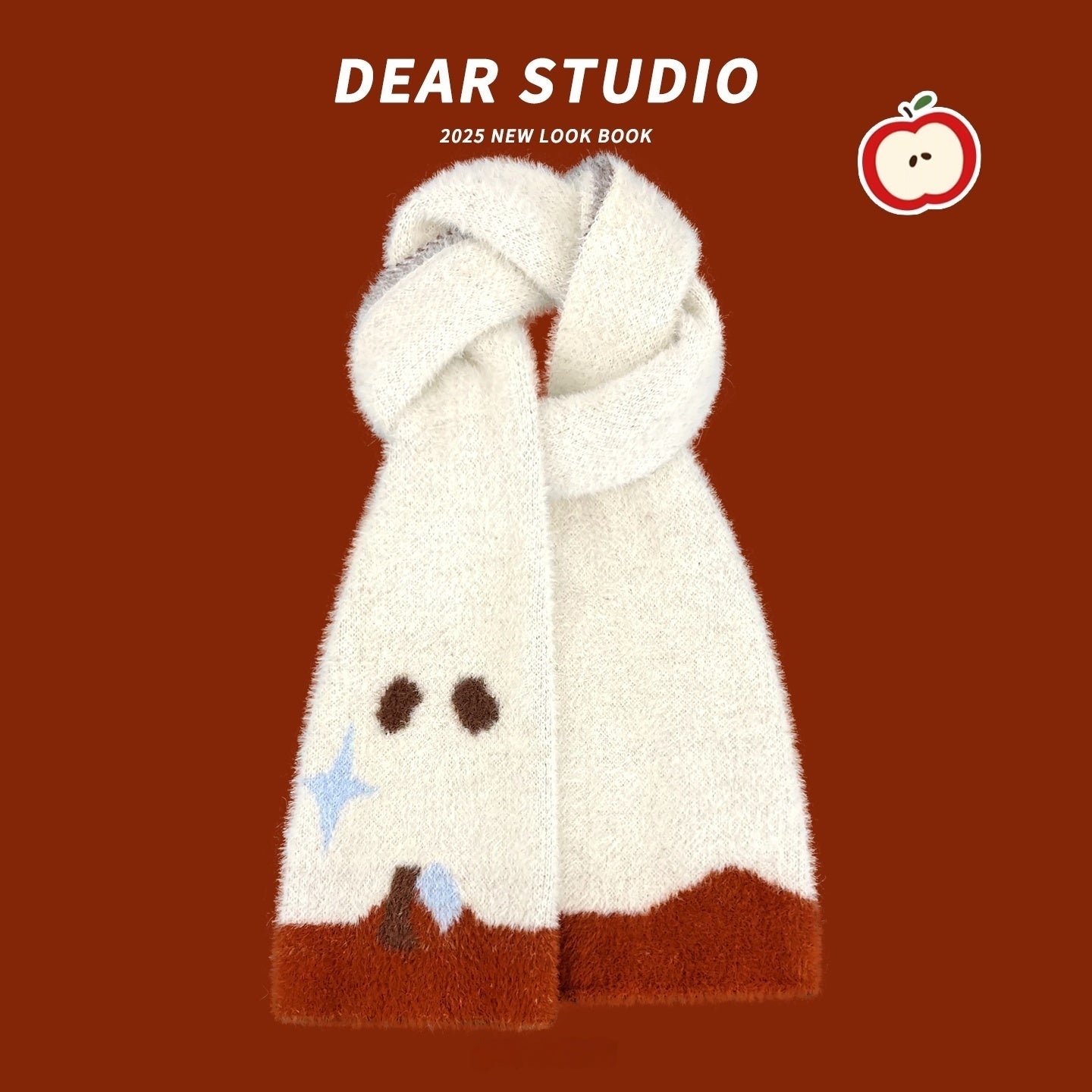 Hand-knitted Coral Fleece Snowman Scarf For Women