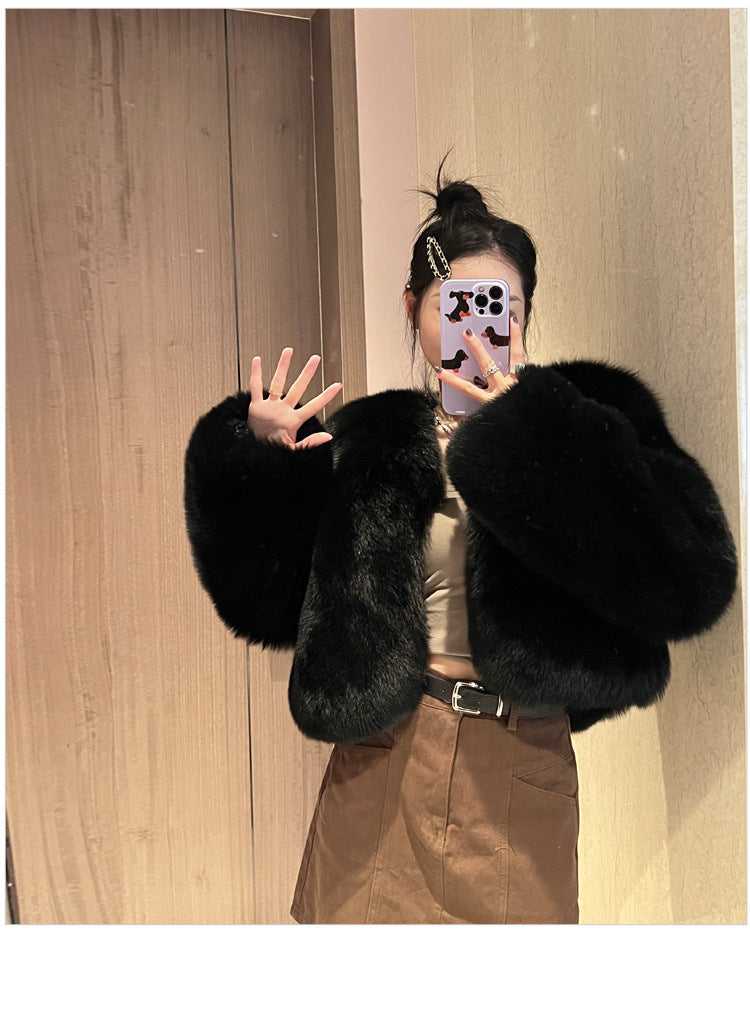 Fried Street Fluorescent Green Environmental Protection Fox Fur Jacket