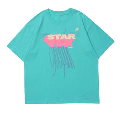 Candy-colored Letter-printed Short-sleeve Top