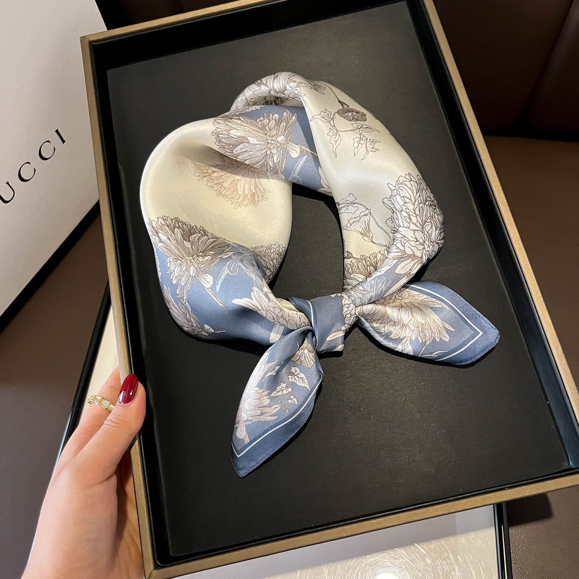 Beige Silk Square Scarf For Womenversatile And Easy To Style