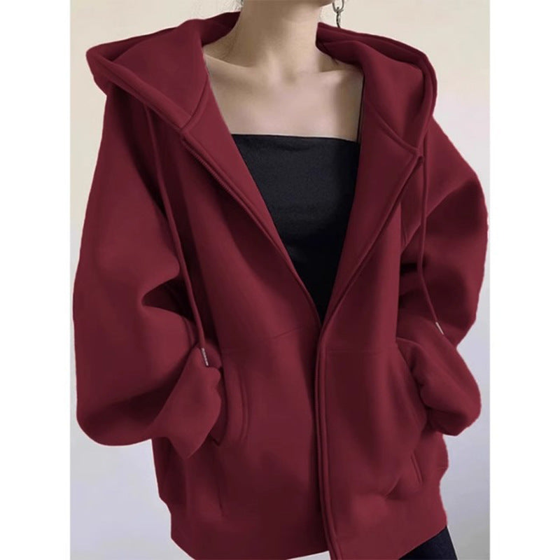 Maillard Vintage Zipper Hooded Sweater For Women Spring And Autumn