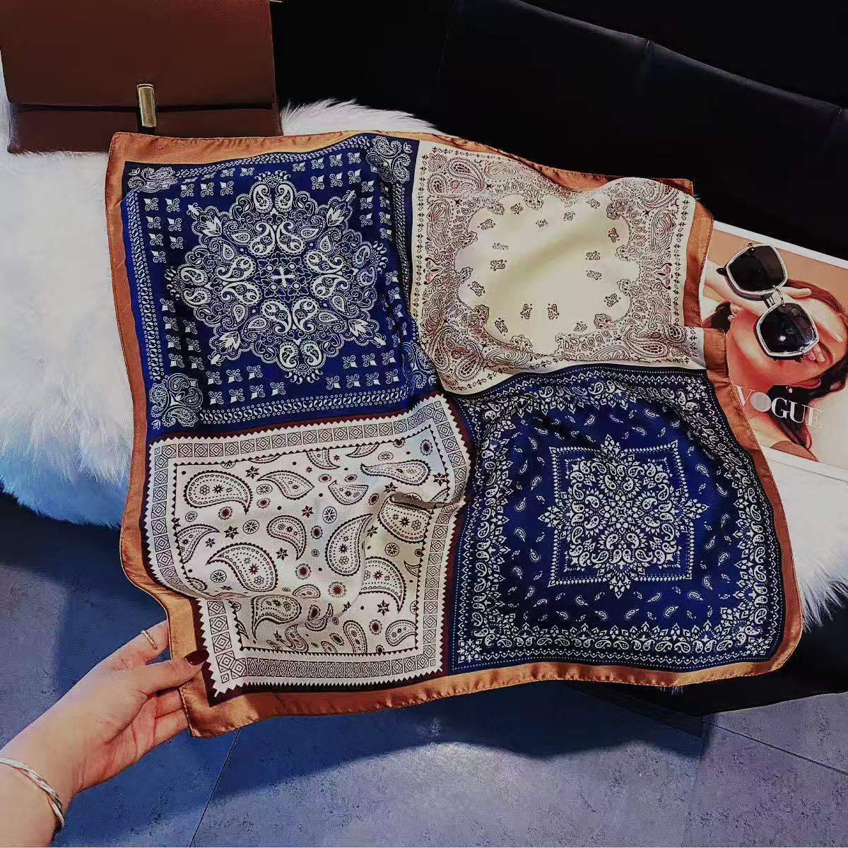 Thermal Square Scarf With Magnetic Clasp Triangular Silk Scarf Cotton Neck Warmer For Women