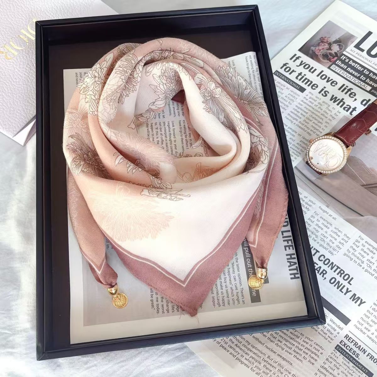 Thermal Square Scarf With Magnetic Clasp Triangular Silk Scarf Cotton Neck Warmer For Women