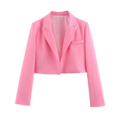 Fall Women's Clothing Lapel Temperament Buckle-free Short Slim Fit Small Business Suit Coat