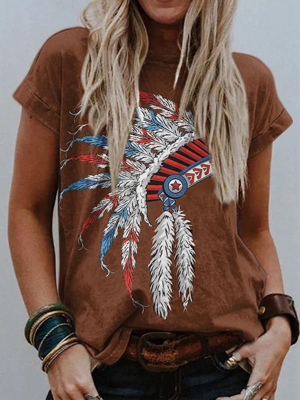 Women's Loose And Casual Fashion Fresh Print T-shirt