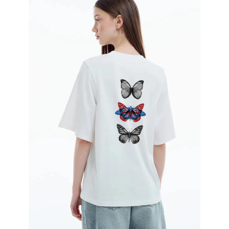 Womens Simple And Elegant Short-Sleeve Top With A Print