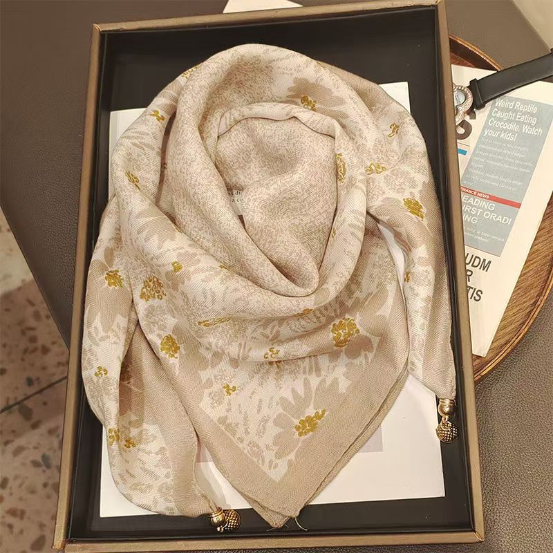 Thermal Square Scarf With Magnetic Clasp Triangular Silk Scarf Cotton Neck Warmer For Women