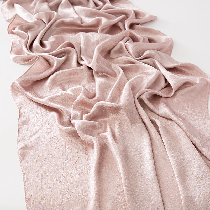 New Style Crinkled Satin Scarf With A Silky Smooth Feel, Perfect As A Headscarf Or Shawl
