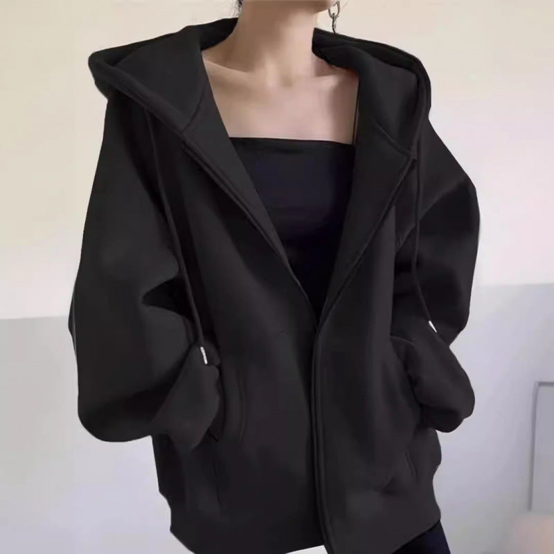 Maillard Vintage Zipper Hooded Sweater For Women Spring And Autumn
