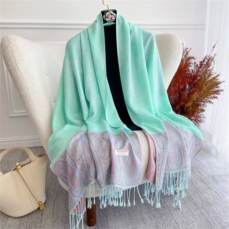 Bohemian Autumn Scarf Cashmere Women Jacquard Pashmina Desig