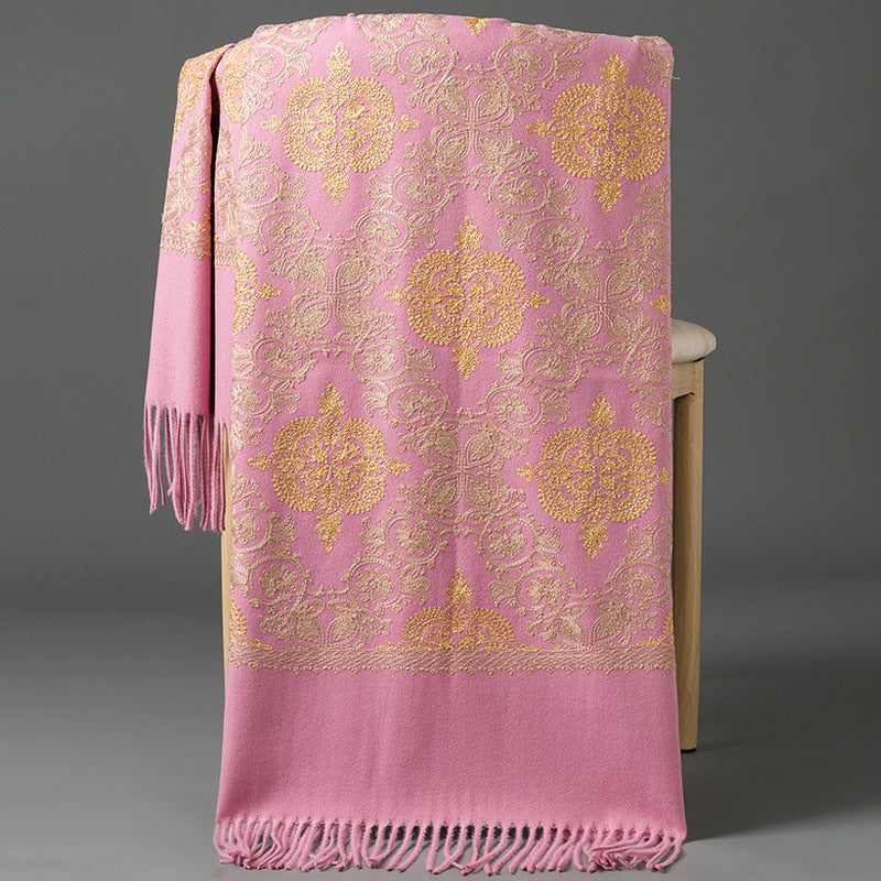 Crown-embroidered Scarf A Versatile Winter And Springfall Accessory In Korean Style