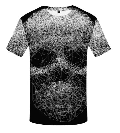 Womens Psychedelic Silver T-Shirt Casual Short-Sleeve Top