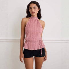 Women's Backless Strappy Halter Tank Top